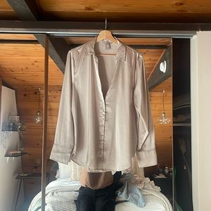 Satin Long Sleeve Button down